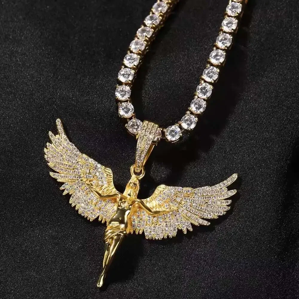 Gold Angel Pendant Tennis Chain 8 Fb 9